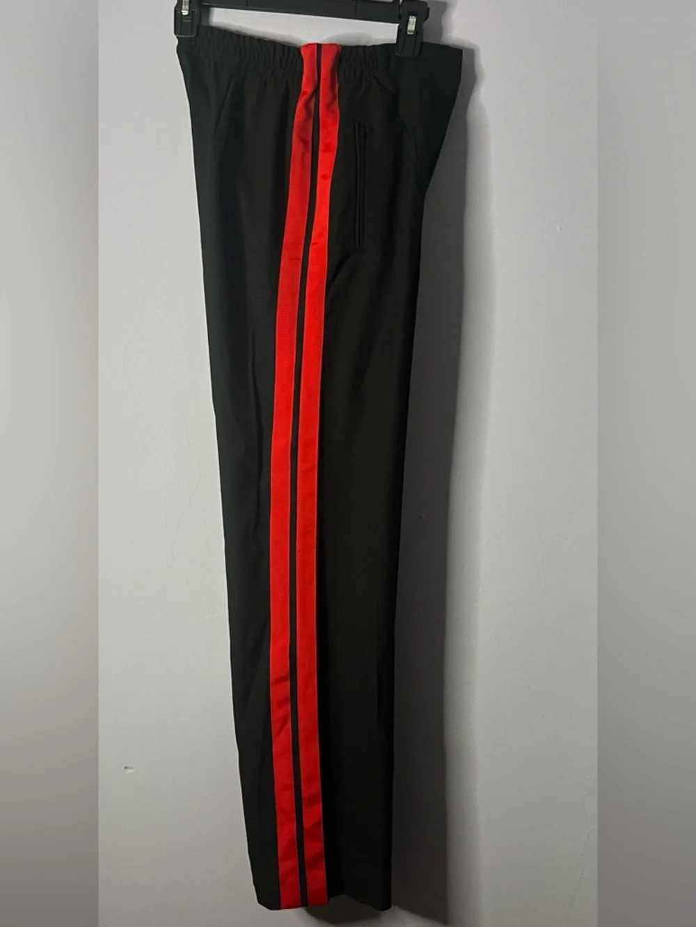 EXPRESS 🔥 High Waist Wide Leg Track Pants Black with Red Side Stripes - Picture 2 of 10